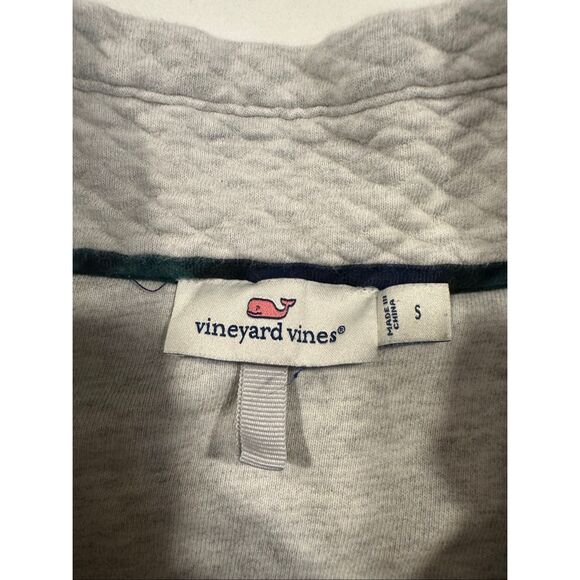 Vineyard Vines Sweater Quarter Zip Gray Mock Neck Quilted Pullover, Size S - Picture 3 of 8